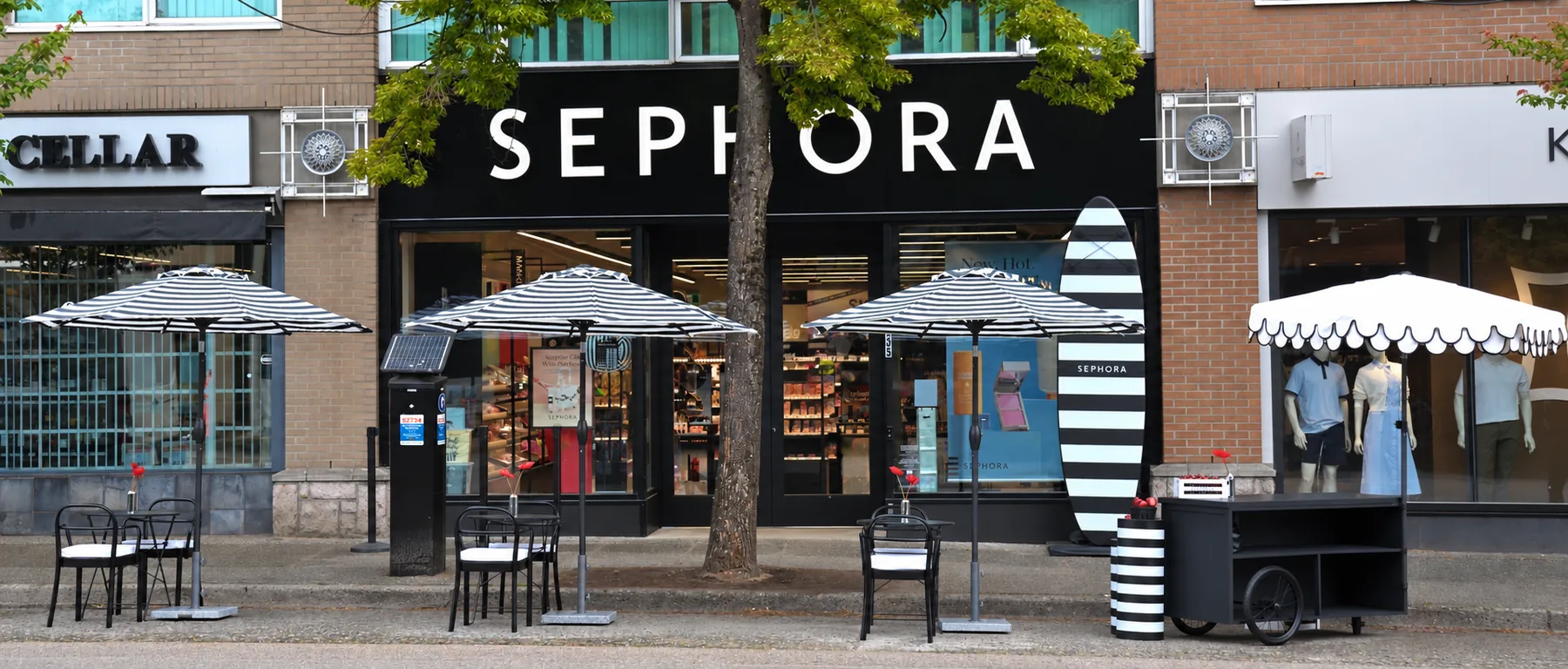 Sephora storefront with café seating outside